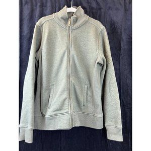 Carhartt Mens Green Full Zip Up Hoodie Embroidered Sleeve Collared Logo Size LG